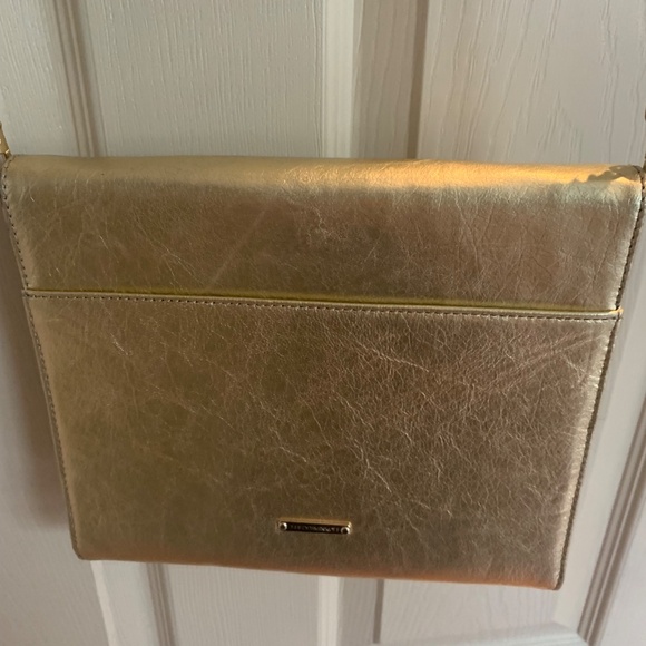 NWOT Rebecca Minkoff Gold Leather iPad Case Shoulder Bag - Picture 7 of 8